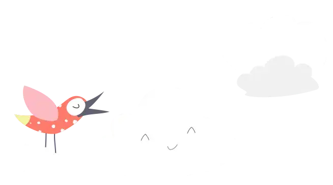 Gezeichneter bunter Vogel neben einer Wolke